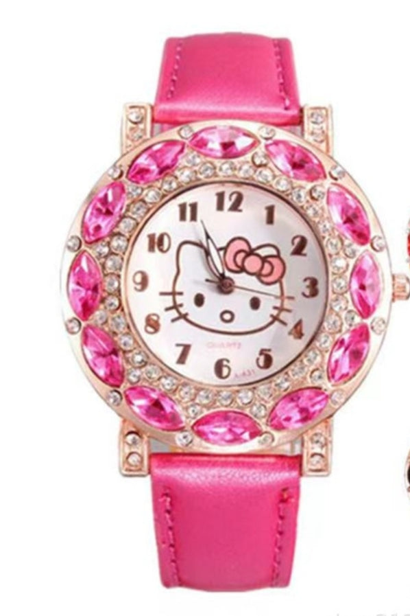 フューシャ: "鮮やかなフューシャの腕時計💖ゴージャスなビジューと個性的なデザインで華やかに。