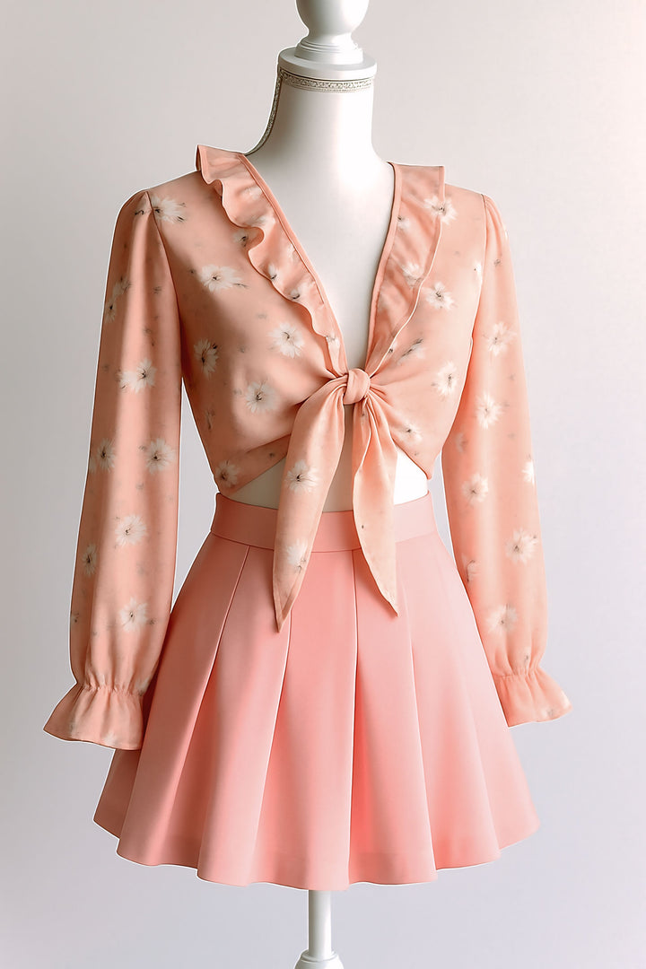 かわいい結びブラウス