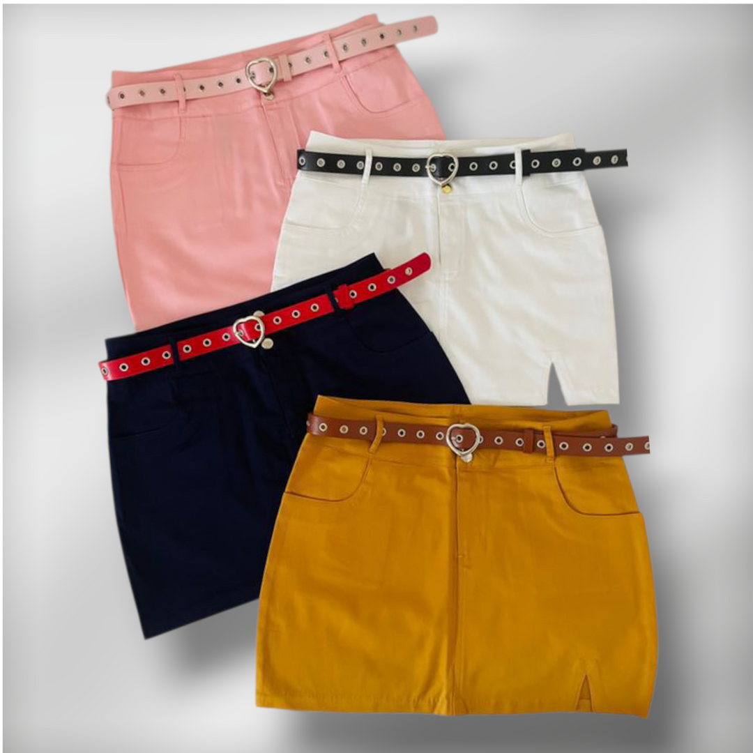 Mini Skirt with Adjustable　Belt.