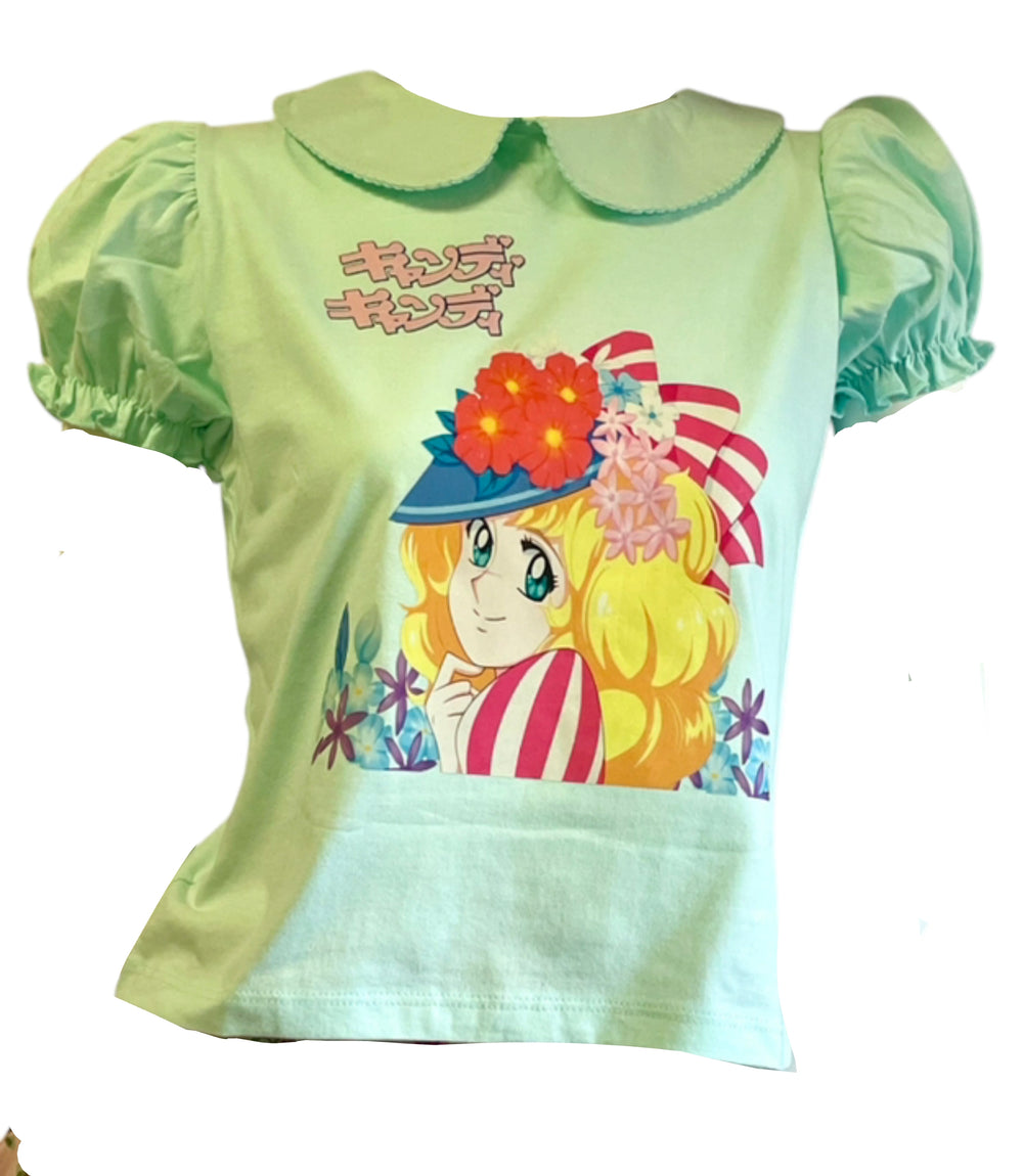 "かわいいブラウス✨ ガーリーな襟付きトップス。パフスリーブ＆ガーリーデザインで、甘くておしゃれなスタイルにぴったり！"